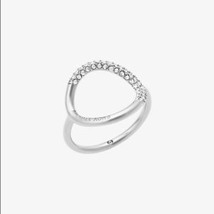Michael Kors open circle pavè silver tone ring